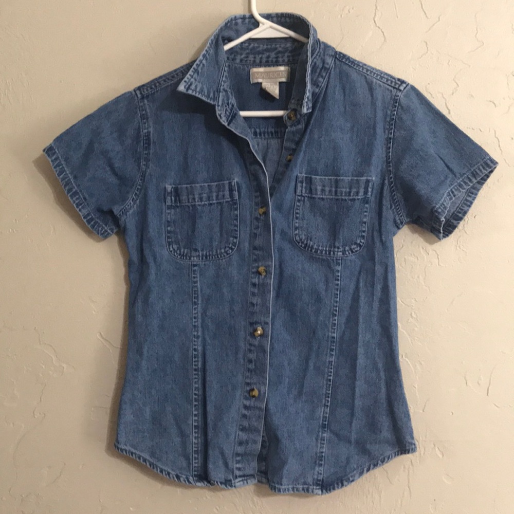 Maurices denim button down short sleeve, medium